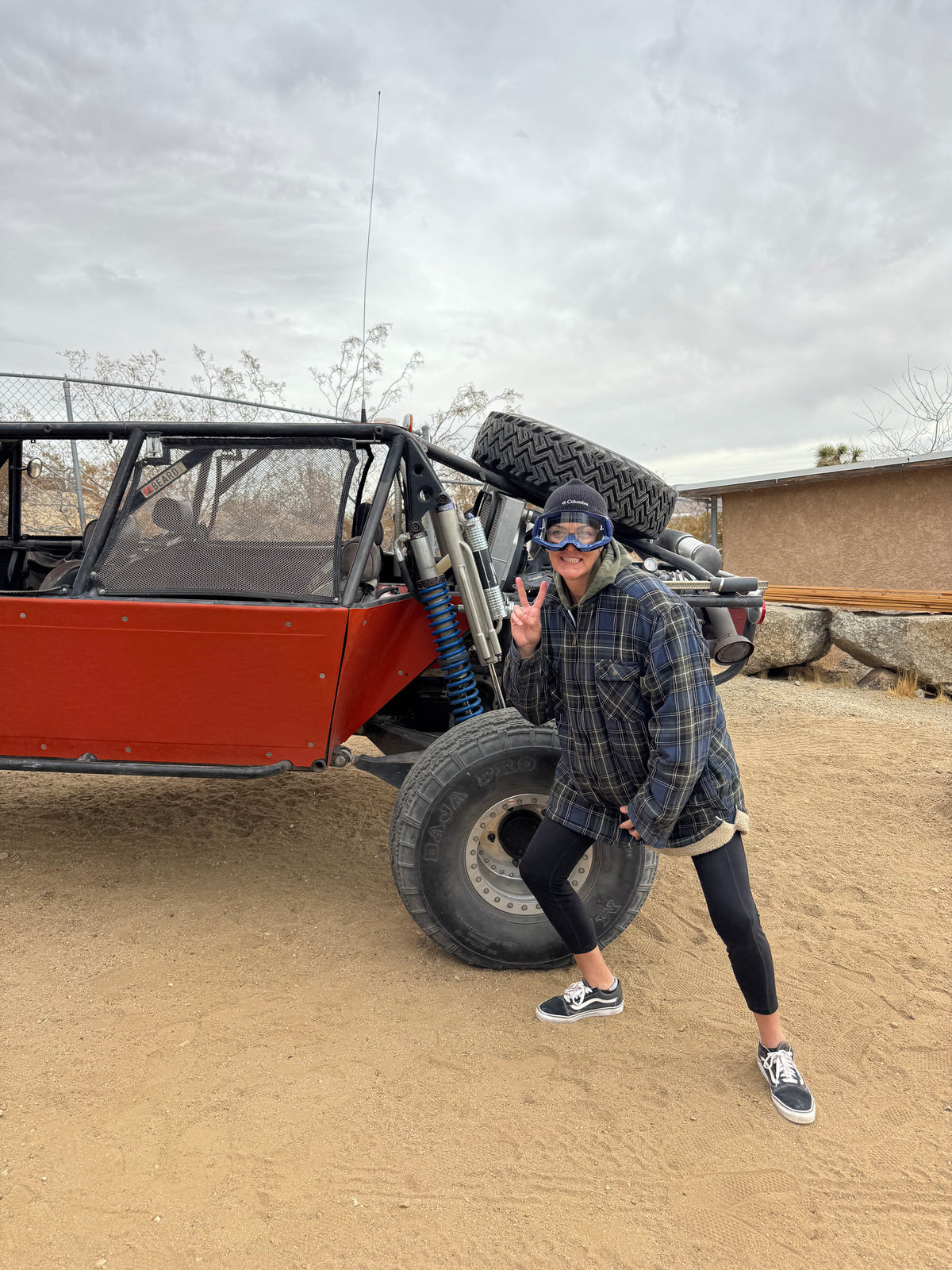 Froaders owner, Lisa Parsons, prepping to enjoy a ride in Yucca Valley, CA.
